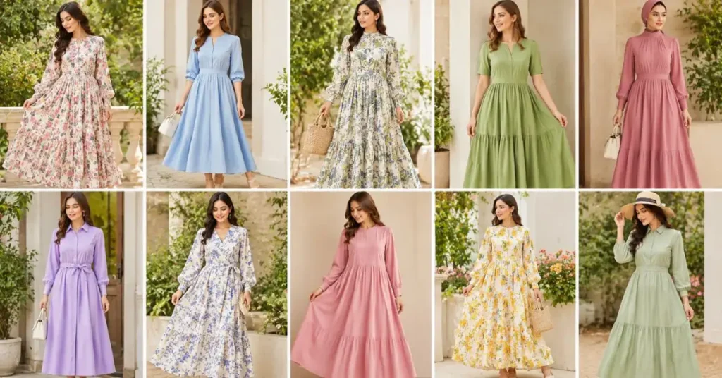 Best modest summer dresses for different styles, featuring flowy maxi, elegant midi, and comfortable summer dress designs.