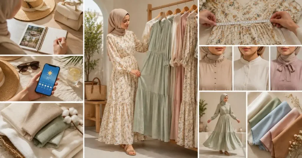 How to choose the right modest summer dresses by considering occasion, weather, breathable fabrics, coverage, fit, sleeve and neckline styles, and seasonal colors.