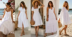 White cotton dress ideas featuring 15 fresh and elegant summer looks for women.