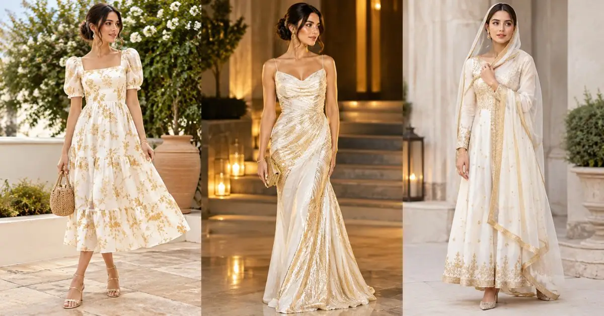 Gold and White Dress
