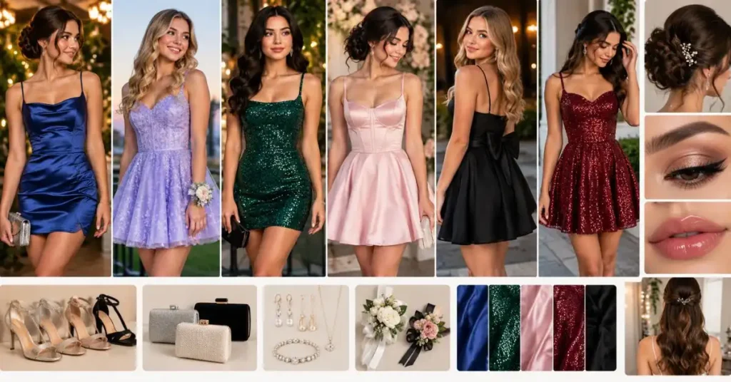 Hoco dress styled for an elegant homecoming evening look