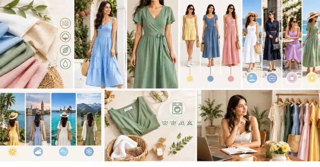 How to choose the right plain summer dress based on fabric, fit, length, occasion, climate, and easy-care requirements.