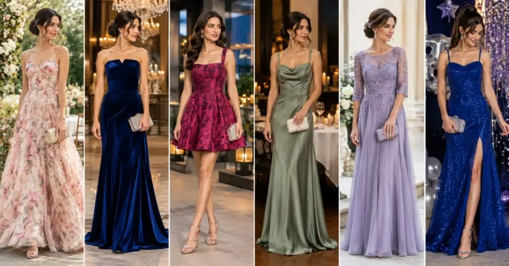 Mac Duggal dresses styled for weddings, black-tie events, cocktail parties, formal dinners, family celebrations, and prom or homecoming occasions.