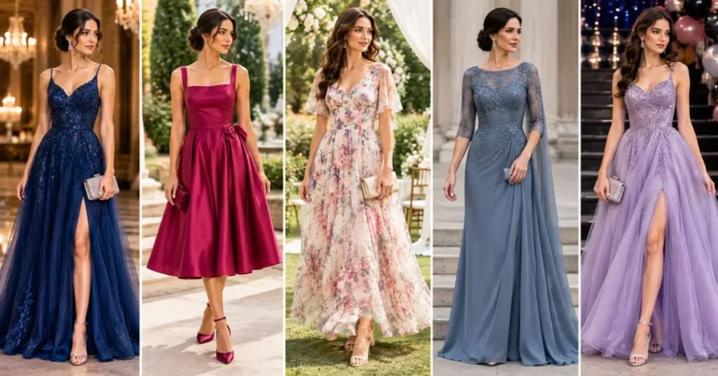 Popular Mac Duggal styles including evening gowns, cocktail looks, wedding guest outfits, mother-of-the-bride or groom dresses, and prom or homecoming styles.