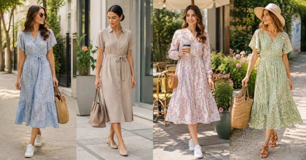 Stylish and comfortable daytime dresses in casual and polished styles for everyday occasions.